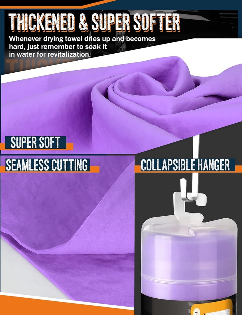 Idemeet Premium Car Drying Towel, Super Absorbent 26"x17" Large Chamois Cloth Shammy Towel for Vehicle, Reusable Chamois Shammy Cloth for Car, Bathroom, Dust Remove, No Spots/Streak/Scratch, Purple - Image 2